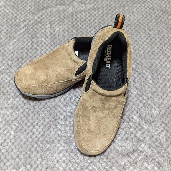 Redhead Suede Moc Slip On Shoes Men 9W Espresso Brown Rubber Sole UK 8W EUR 42W - Picture 1 of 11